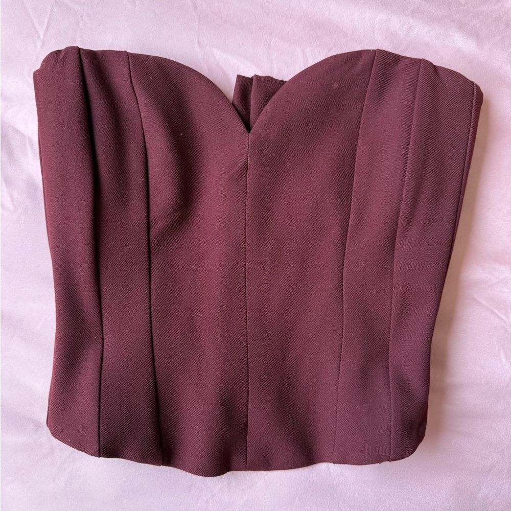 Zara Burgundy Strapless Top